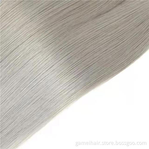 Top Silver Bundles With Closure Grey virgin raw Human Hair extensions Weaving For Braiding